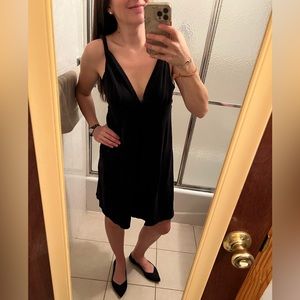 J.Crew Black Cotton V-Neck V-Back Dress Twist Straps